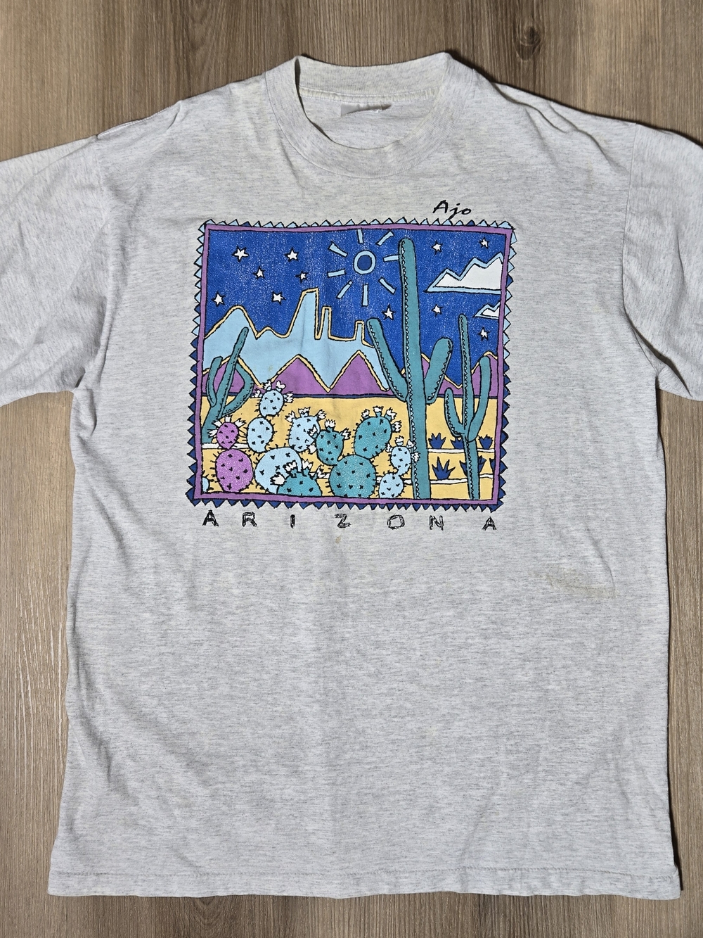 Arizona Desert Graphic Tee with Colorful Cacti